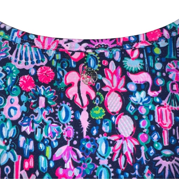 LILLY PULITZER NWOT Luxletic Oden Top Shirt In Low Tide Navy Pink Size Small NEW - Picture 11 of 15